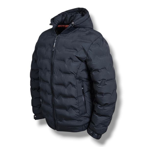 Мужская еврозимняя куртка-бомбер Black Vinyl 2815 Black 100005 фото