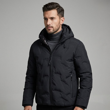 Мужская облегченная зимння куртка Чоловіча зимова куртка  Black Vinyl C26-2871CQ Black 100874 фото
