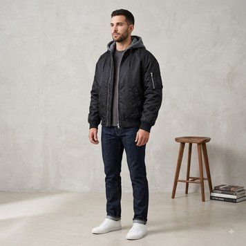 Мужская зимняя куртка BOMBER Oversize  Kings Wind 6011 Black #1 ⚫️  6011 Black #1  фото